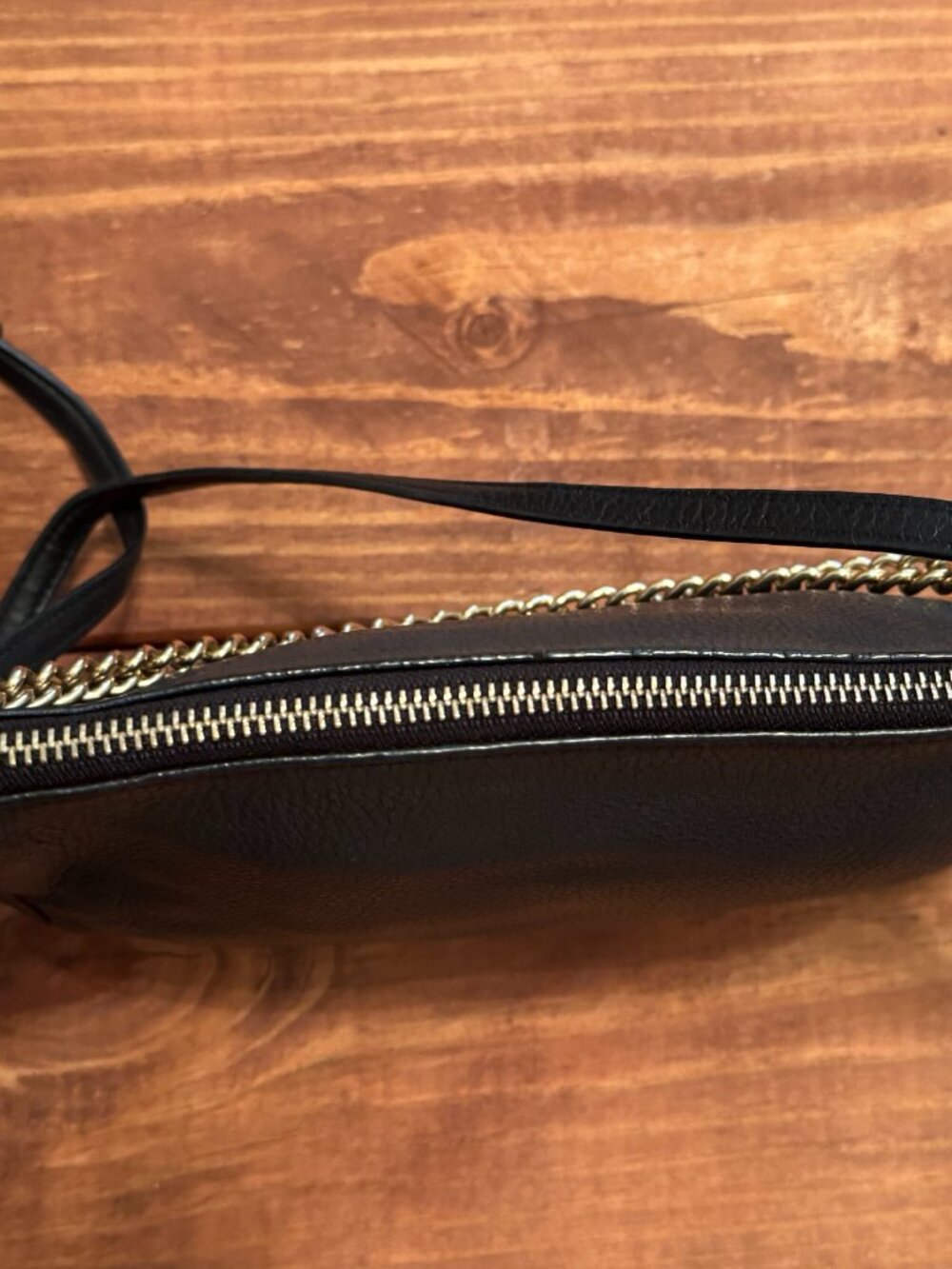 Coach Black Pebbled Leather Crossbody Gold Chain Strap Classic Shoulder Purse - Picture 13 of 15